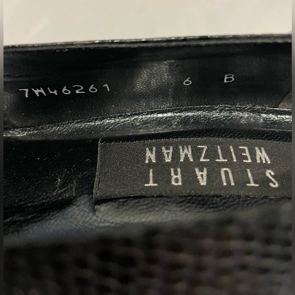 STUART WEITZMAN Black Leather Snake Print Square Toe Block Heels Women’s Size 6 - Picture 6 of 7